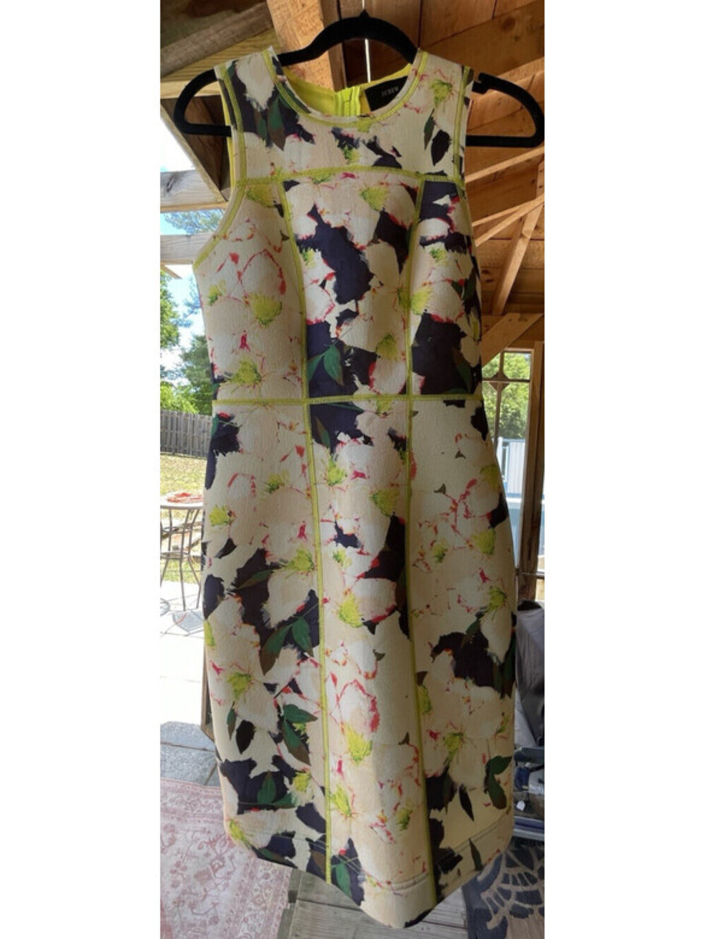 J Crew Dress Size 0 Neoprene Scuba Sheath Cove Floral Sleeveless Back Zip